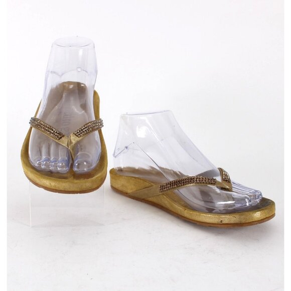 Pedro Garcia Sandals Sz 35 Gold Lurex Burnished Gold Rhinestones Sissi Sandals - Picture 2 of 12